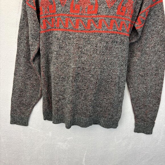 Vintage 80s Le Tigre Mens Sweater Large Tall LT Red Knit Pullover Winter Holiday - Picture 11 of 15